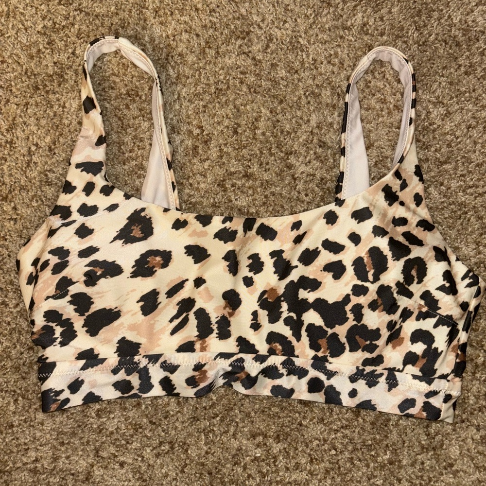 Aerie Scoop Bikini Top Cheetah Print. Large